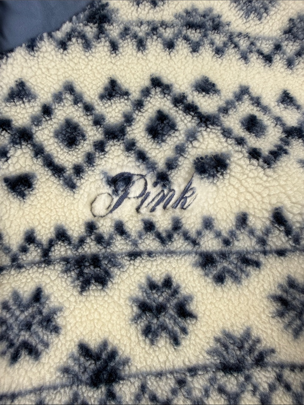 Pink Blue White Fleece Quarter Snap Pullover Women's Large - Picture 7 of 10